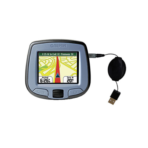 Retractable USB Power Port Ready charger cable designed for the Garmin StreetPilot i3 and uses TipExchange
