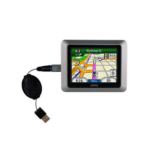 USB Power Port Ready retractable USB charge USB cable wired specifically for the Garmin Zumo 220 and uses TipExchange