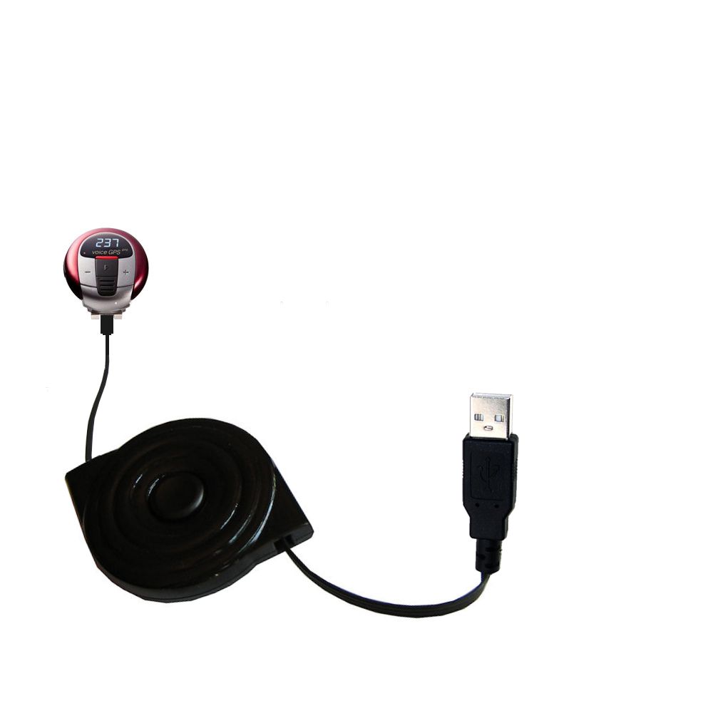 Retractable USB Power Port Ready charger cable designed for the GoCaddyGo Voice GPS Pro and uses TipExchange