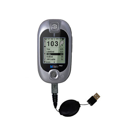 Retractable USB Power Port Ready charger cable designed for the Golf Buddy Pro DSC-GB200 and uses TipExchange