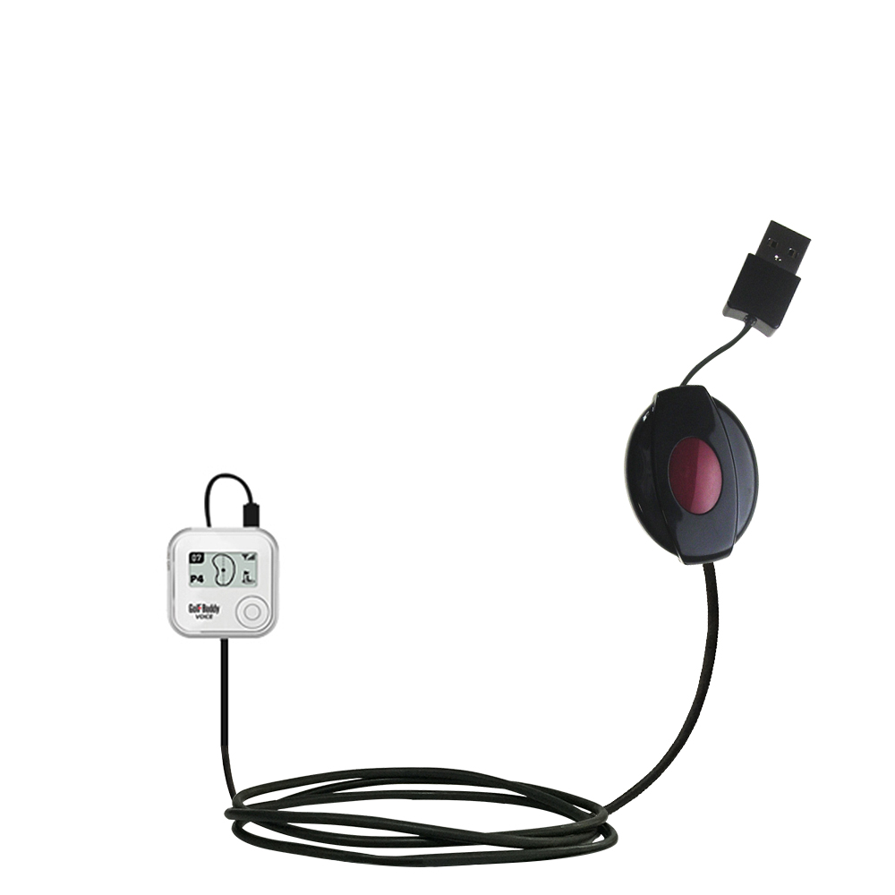 Retractable USB Power Port Ready charger cable designed for the Golf Buddy Voice GPS Rangefinder and uses TipExchange