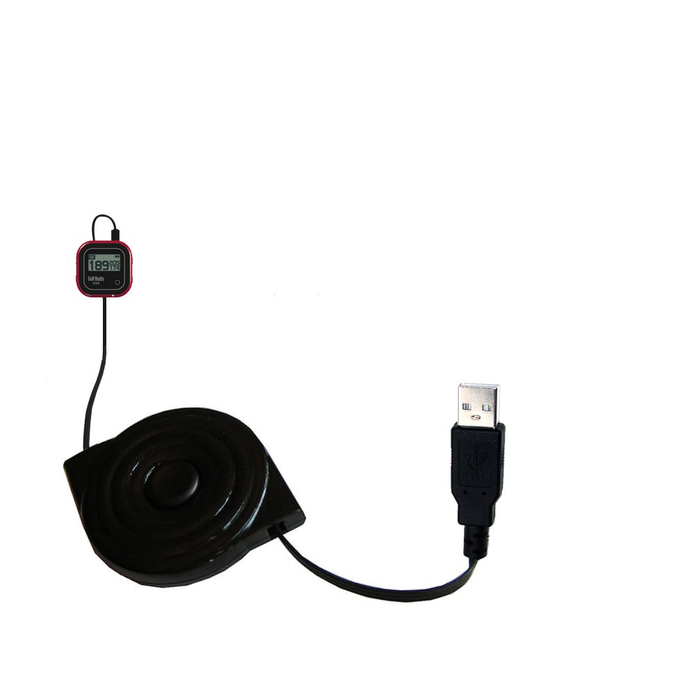Retractable USB Power Port Ready charger cable designed for the Golf Buddy VS4 and uses TipExchange