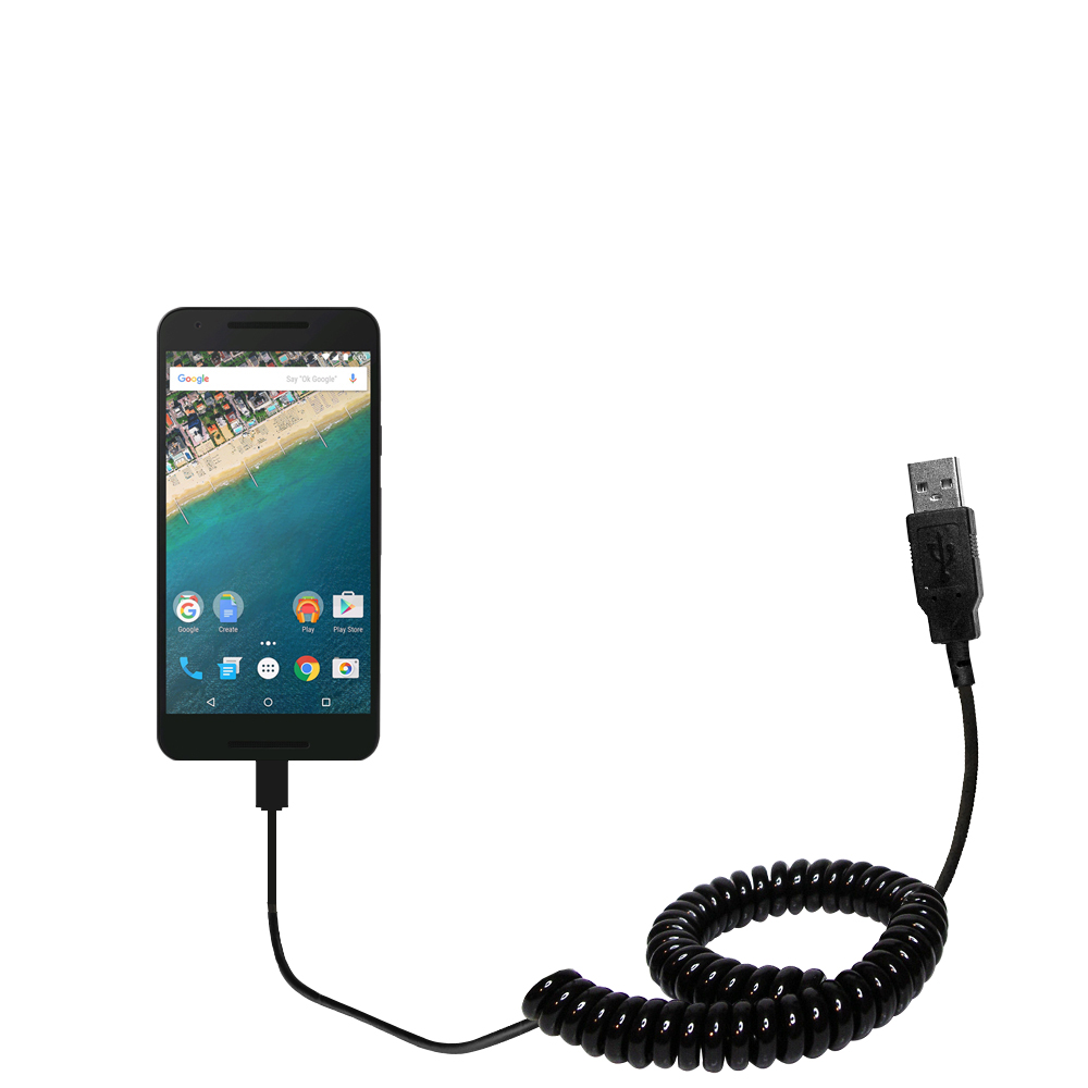 Coiled USB Cable compatible with the Google Nexus 5X