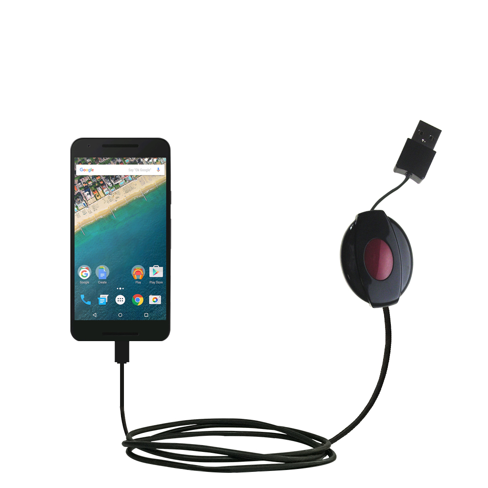 Retractable USB Power Port Ready charger cable designed for the Google Nexus 5X and uses TipExchange