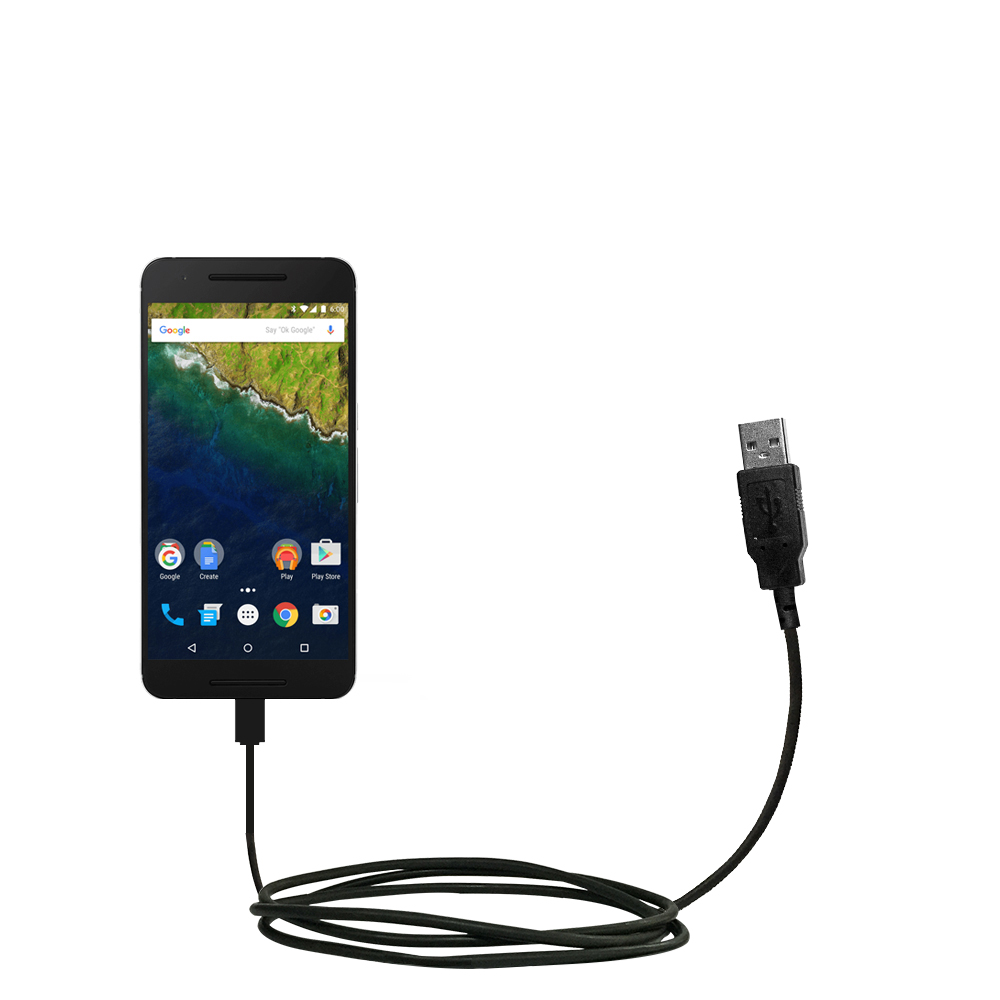 Classic Straight USB Cable suitable for the Google Nexus 6P with Power Hot Sync and Charge Capabilities - Uses Gomadic TipExchange Technology