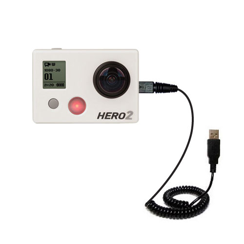 Coiled USB Cable compatible with the GoPro Hero 2