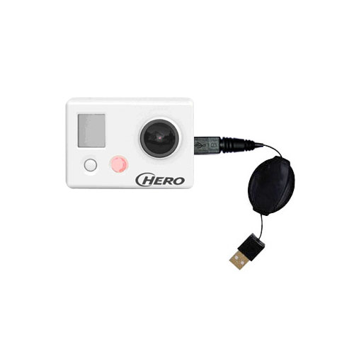 Retractable USB Power Port Ready charger cable designed for the GoPro HERO / HD / HERO2 and uses TipExchange
