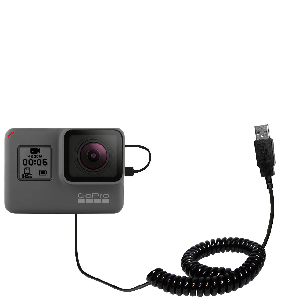 Coiled USB Cable compatible with the GoPro HERO5 Black