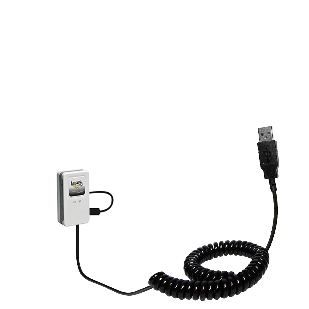 Coiled USB Cable compatible with the GPS Spark Nano Tracker