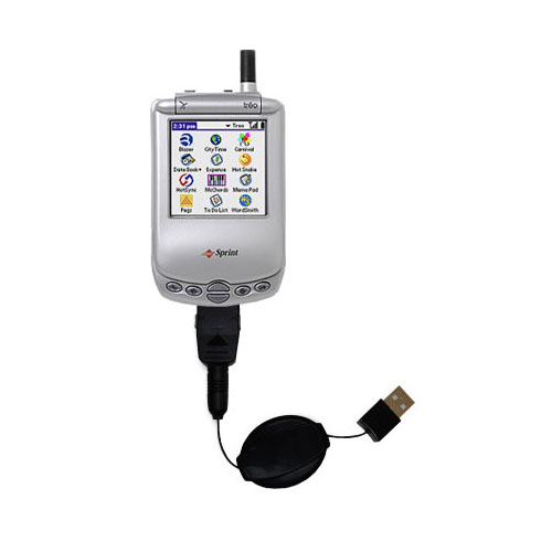 Retractable USB Power Port Ready charger cable designed for the Handspring Treo 300 and uses TipExchange