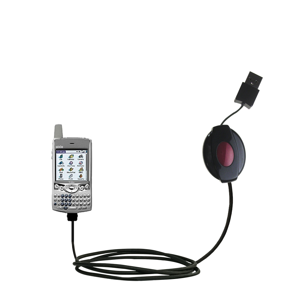 Retractable USB Power Port Ready charger cable designed for the Handspring Treo 600 and uses TipExchange