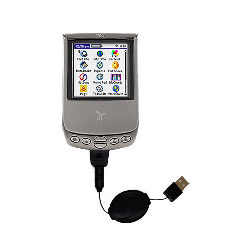 Retractable USB Power Port Ready charger cable designed for the Handspring Treo 90 and uses TipExchange