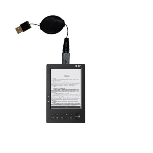 Retractable USB Power Port Ready charger cable designed for the HanLin eBook eBook V2 V3 V5 and uses TipExchange