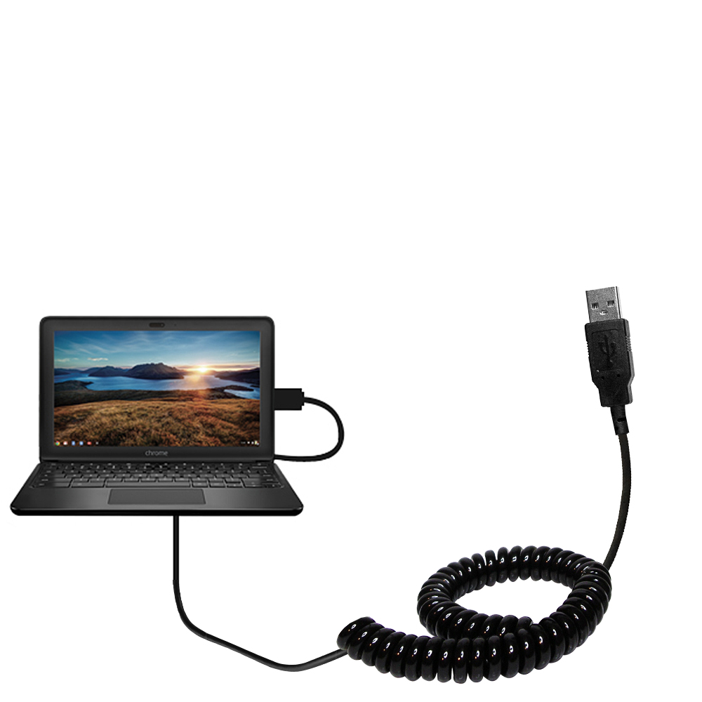 Coiled USB Cable compatible with the HP Chromebook 11