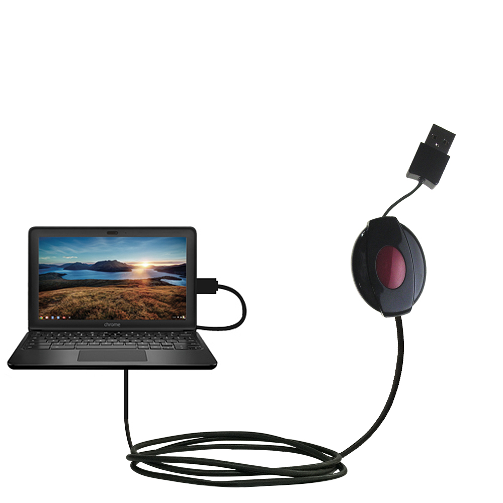 Retractable USB Power Port Ready charger cable designed for the HP Chromebook 11 and uses TipExchange