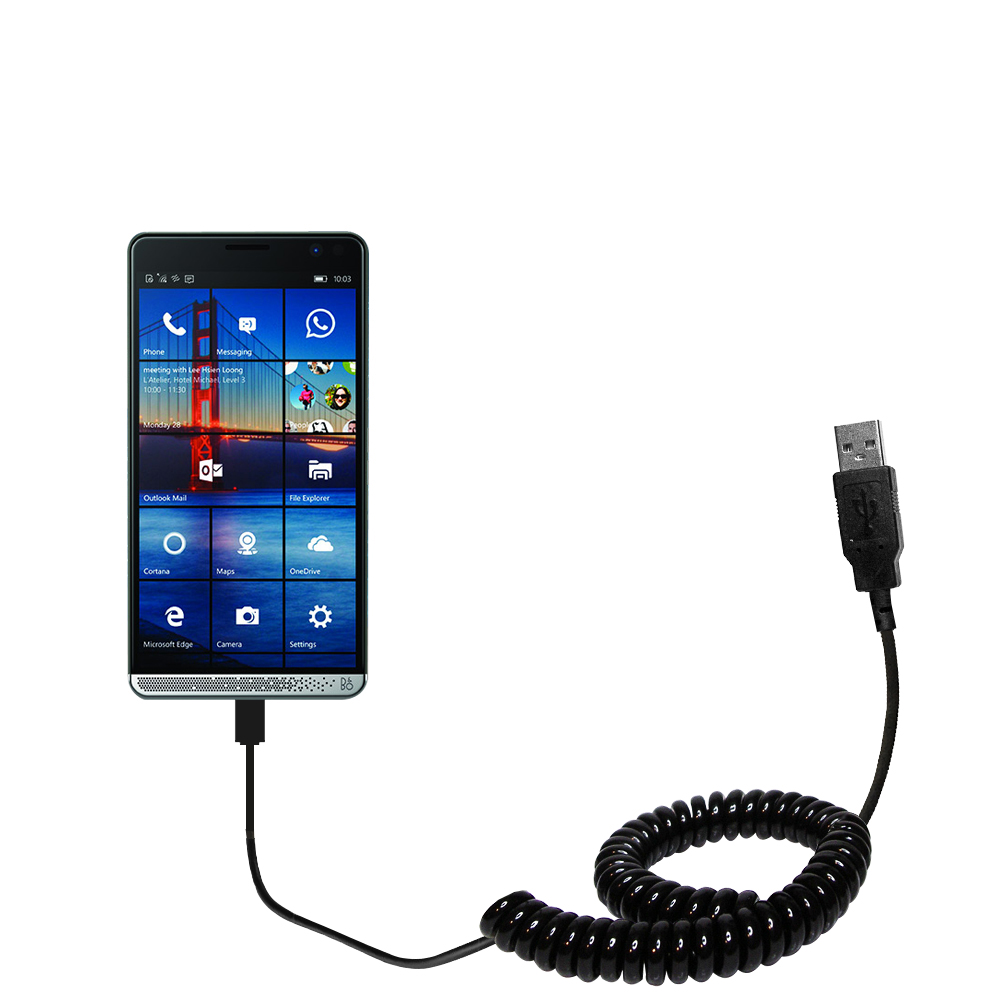 Coiled USB Cable compatible with the HP Elite X3
