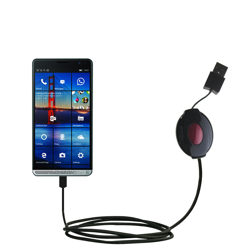 Retractable USB Power Port Ready charger cable designed for the HP Elite X3 and uses TipExchange