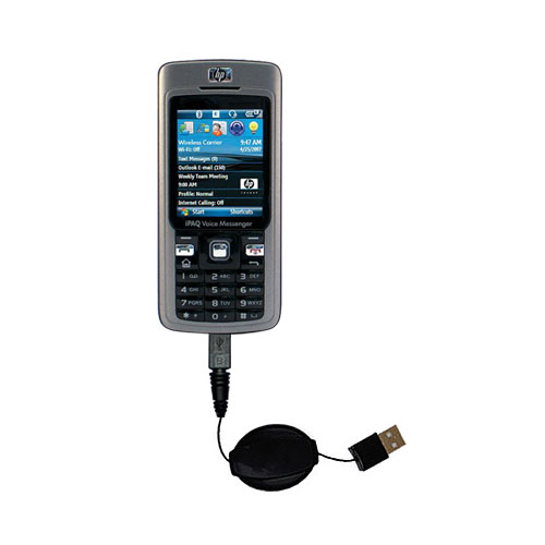 Retractable USB Power Port Ready charger cable designed for the HP iPAQ 514 and uses TipExchange