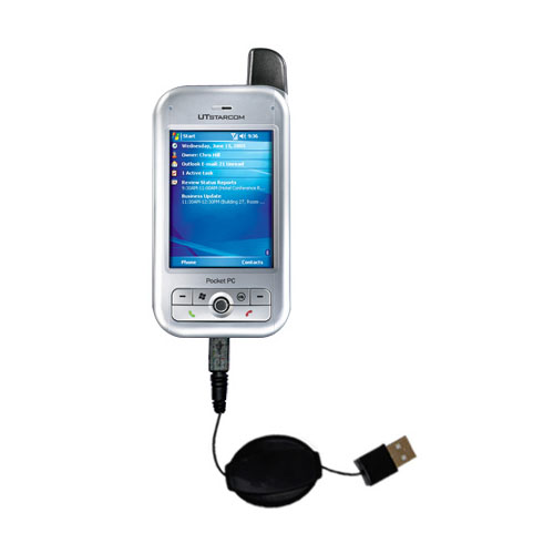 Retractable USB Power Port Ready charger cable designed for the HTC 6700Q Qwest and uses TipExchange