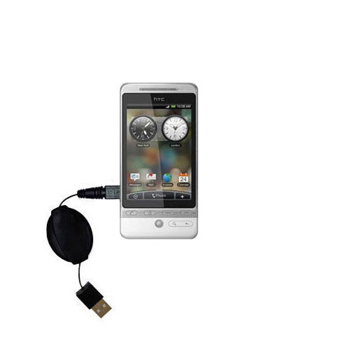 Retractable USB Power Port Ready charger cable designed for the HTC 7 Pro and uses TipExchange