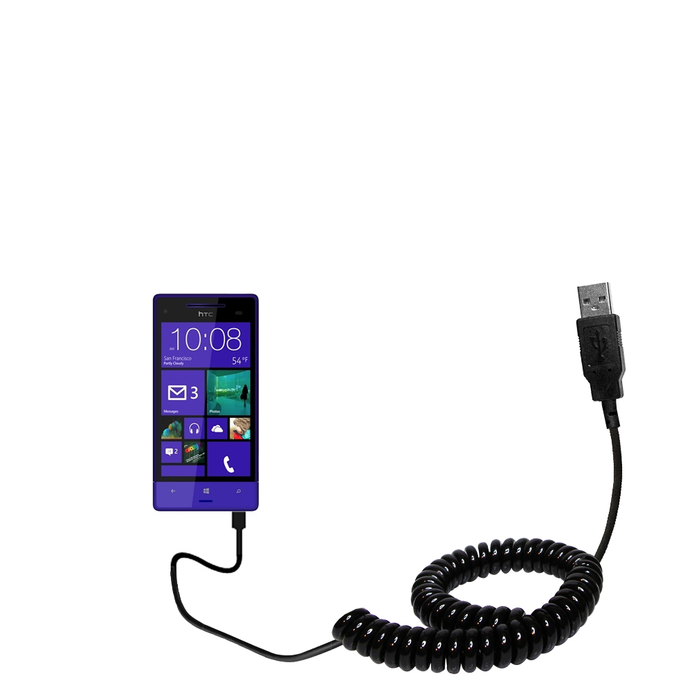Coiled USB Cable compatible with the HTC 8XT