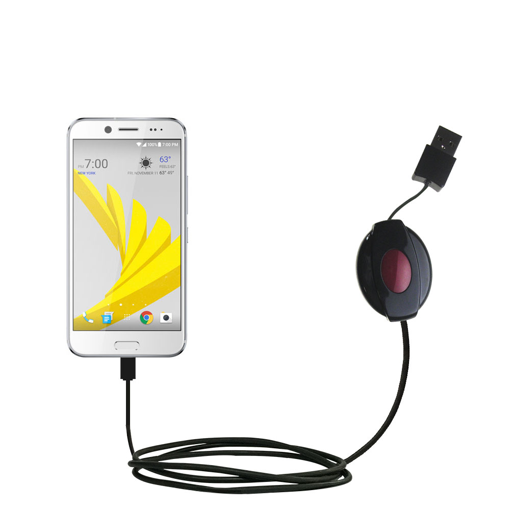 Retractable USB Power Port Ready charger cable designed for the HTC Bolt and uses TipExchange