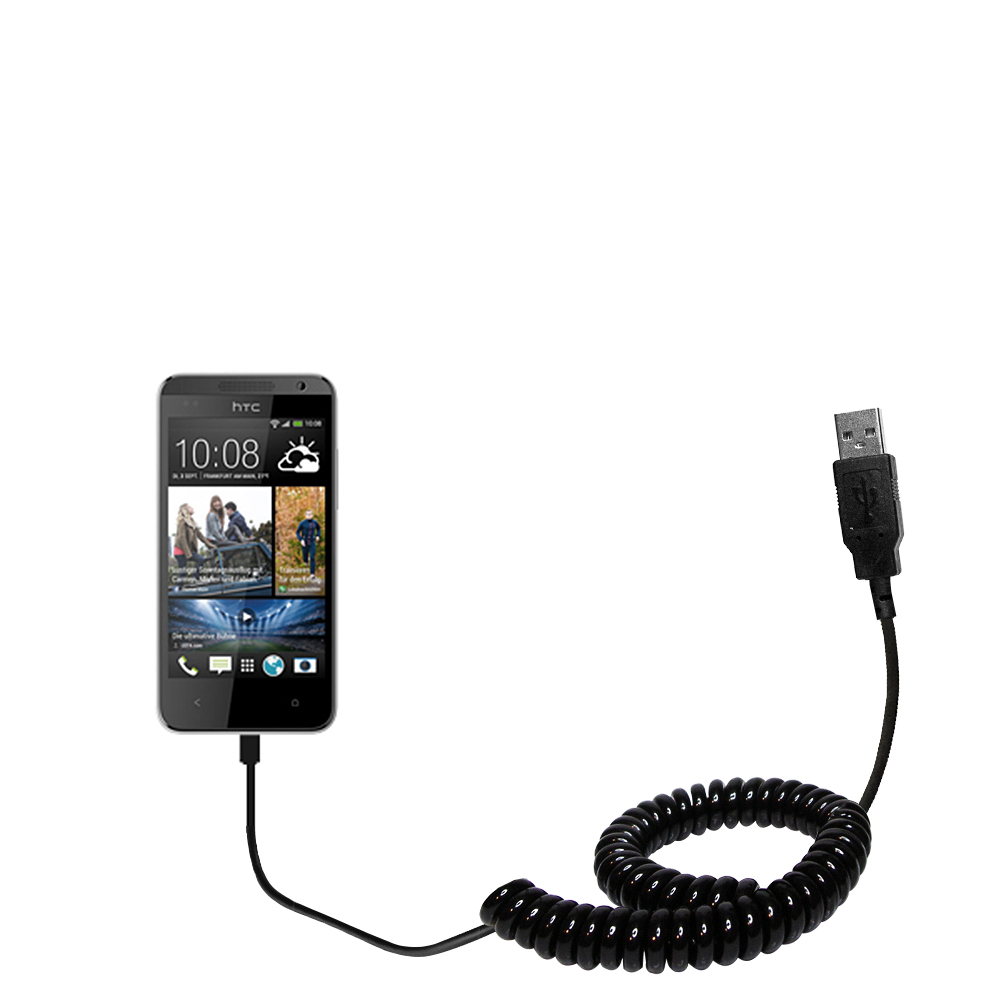 Coiled USB Cable compatible with the HTC Desire 300