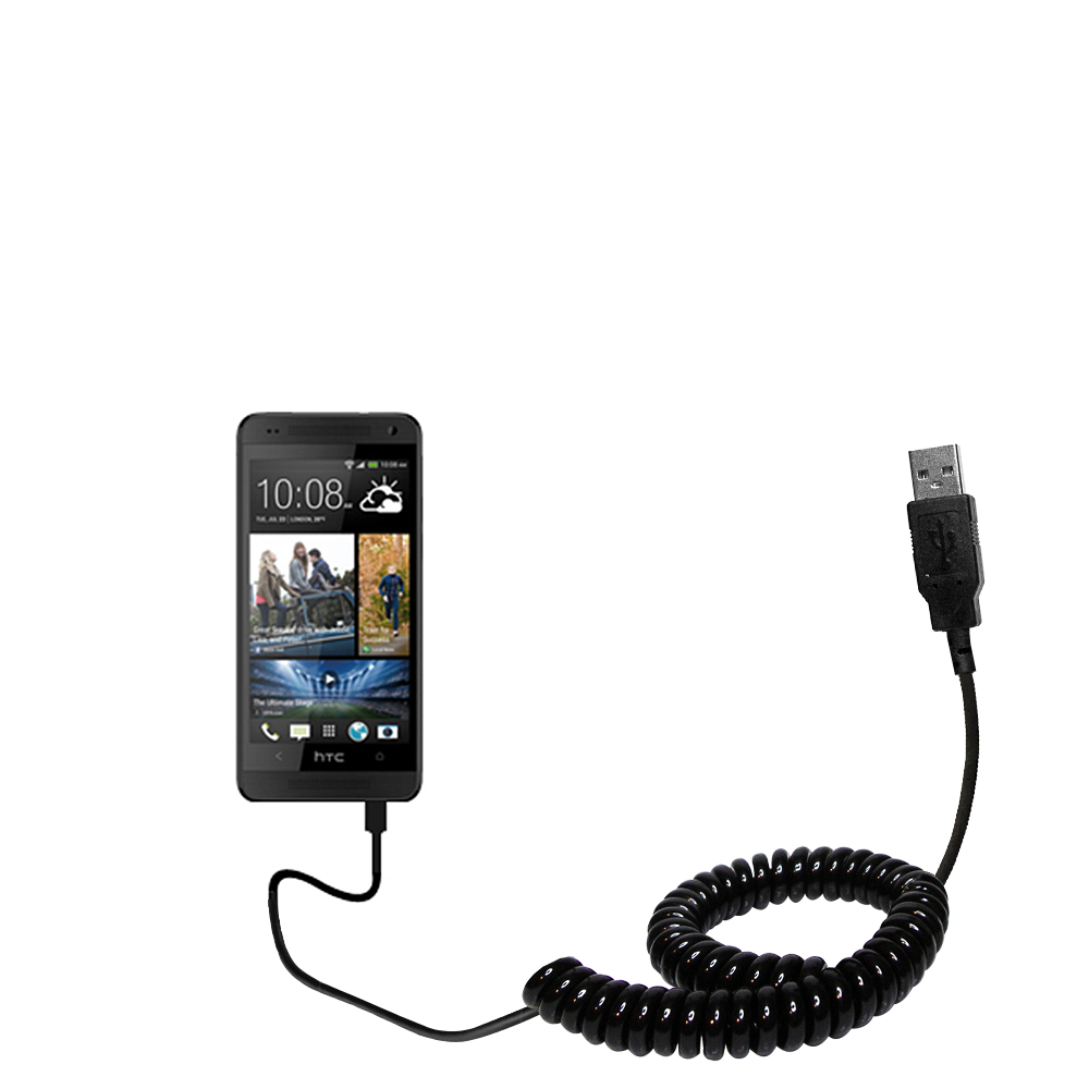 Coiled USB Cable compatible with the HTC Desire 600 / 601