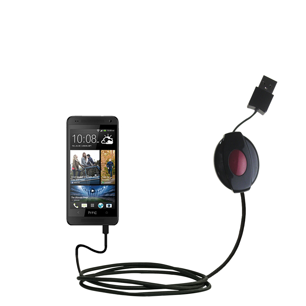 Retractable USB Power Port Ready charger cable designed for the HTC Desire 600 / 601 and uses TipExchange