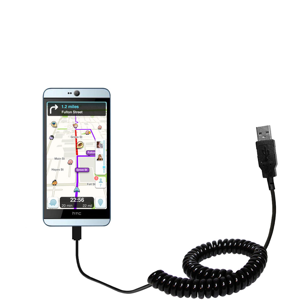 Coiled USB Cable compatible with the HTC Desire 826