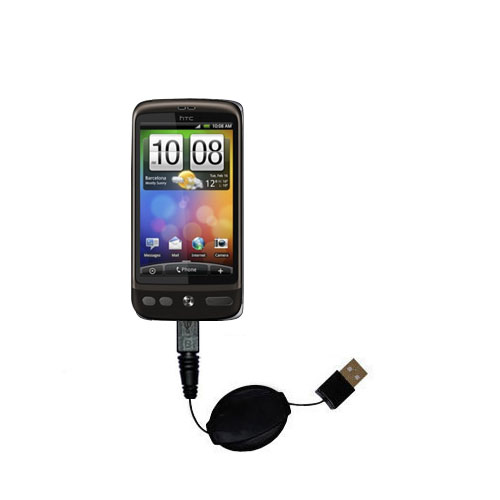 Retractable USB Power Port Ready charger cable designed for the HTC Desire and uses TipExchange