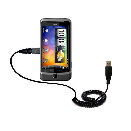 Coiled USB Cable compatible with the HTC Desire S