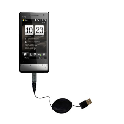 Retractable USB Power Port Ready charger cable designed for the HTC Diamond II / Diamond2 and uses TipExchange