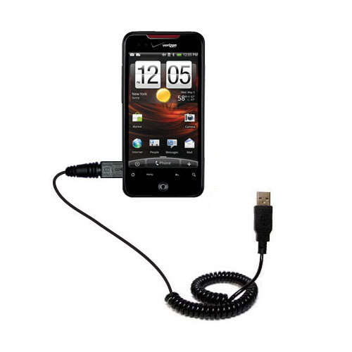 Coiled USB Cable compatible with the HTC DROID Incredible