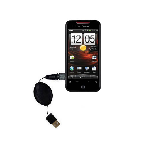 Retractable USB Power Port Ready charger cable designed for the HTC Droid Incredible HD and uses TipExchange