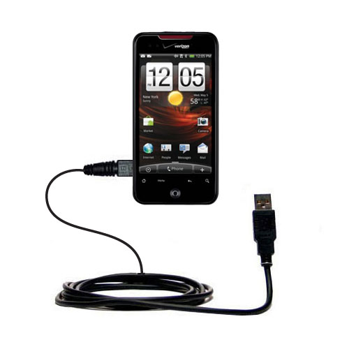 Classic Straight USB Cable suitable for the HTC Droid Incredible HD with Power Hot Sync and Charge Capabilities - Uses Gomadic TipExchange Technology