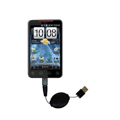 USB Power Port Ready retractable USB charge USB cable wired specifically for the HTC EVO 4G and uses TipExchange