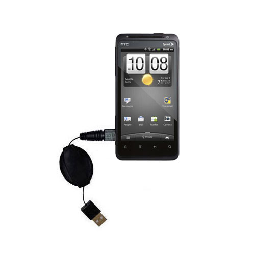 Retractable USB Power Port Ready charger cable designed for the HTC EVO Design 4G and uses TipExchange