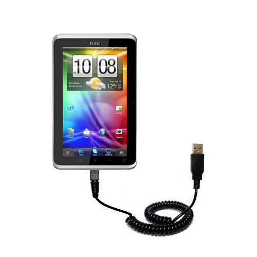 Coiled USB Cable compatible with the HTC EVO View 4G