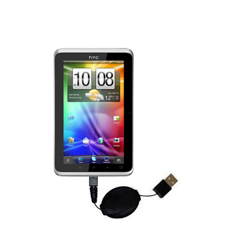 Retractable USB Power Port Ready charger cable designed for the HTC EVO View 4G and uses TipExchange
