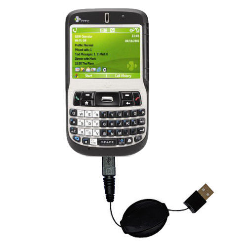 Retractable USB Power Port Ready charger cable designed for the HTC Excalibur and uses TipExchange