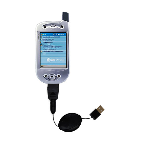 Retractable USB Power Port Ready charger cable designed for the HTC Falcon Smartphone and uses TipExchange