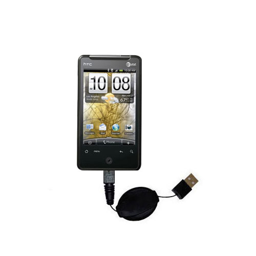 Retractable USB Power Port Ready charger cable designed for the HTC Gratia and uses TipExchange