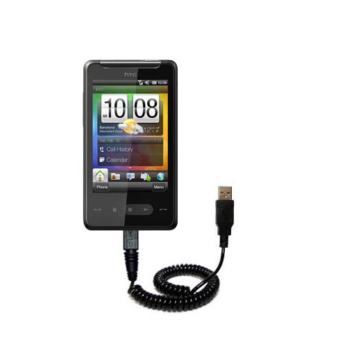 Coiled USB Cable compatible with the HTC HD Mini