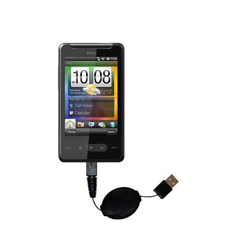 Retractable USB Power Port Ready charger cable designed for the HTC HD Mini and uses TipExchange