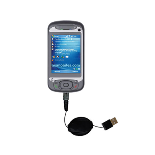 Retractable USB Power Port Ready charger cable designed for the HTC Hermes and uses TipExchange