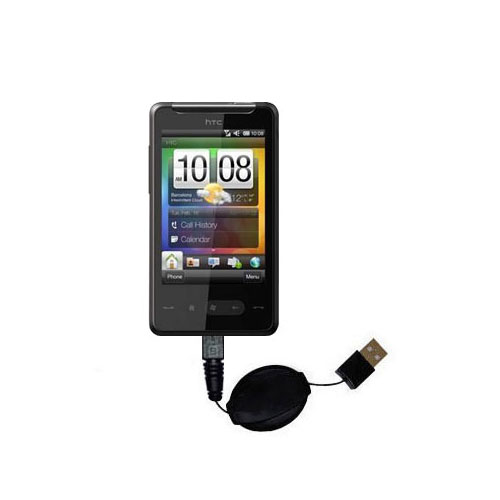 Retractable USB Power Port Ready charger cable designed for the HTC HTC 7 Surround and uses TipExchange
