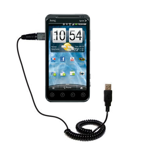 Coiled USB Cable compatible with the HTC HTC EVO 3D