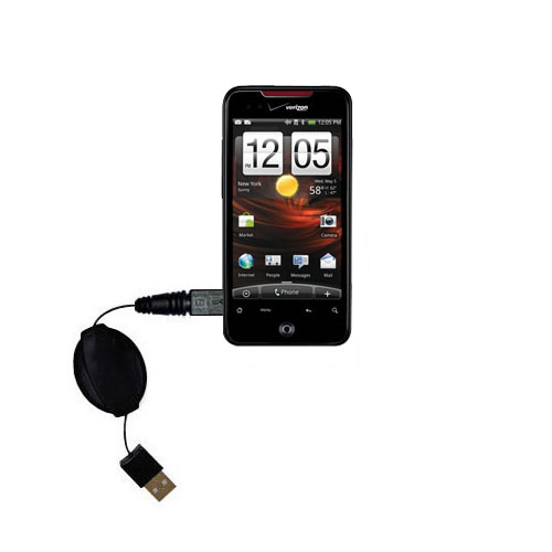 Retractable USB Power Port Ready charger cable designed for the HTC Incredible and uses TipExchange