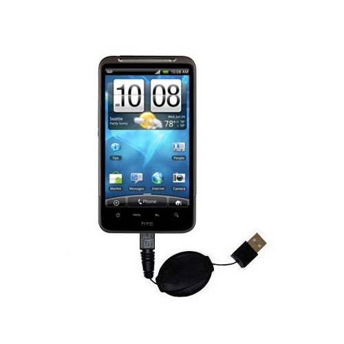 Retractable USB Power Port Ready charger cable designed for the HTC Inspire 4G and uses TipExchange